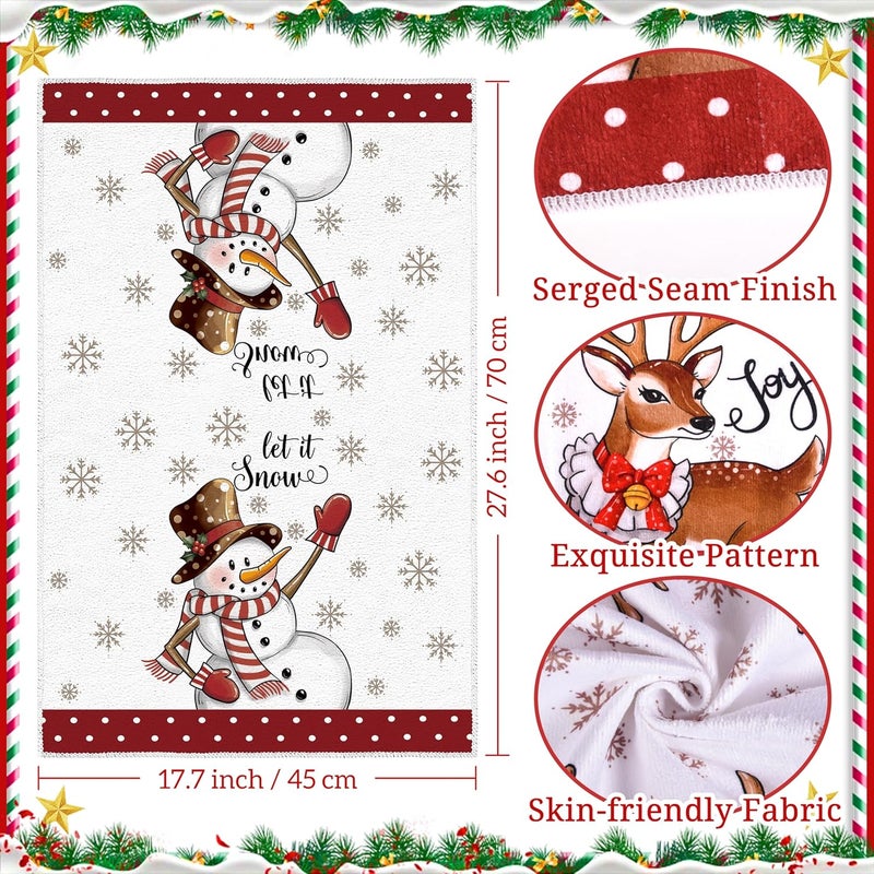 TREWAVE Christmas Kitchen Dish Towels 18 x 27 Inch Snowman Christmas Tree Elk Kitchen Decor Winter Holiday Tea Hand Towels Christmas Absorbent Drying Cloth for Cooking Set of 6 - Image 2